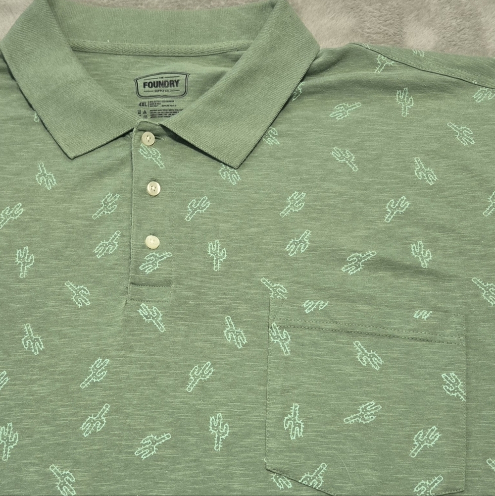 The Foundry Supply Co. Men's Cactus Pattern Polo Size 4XL AOP Big And Tall
